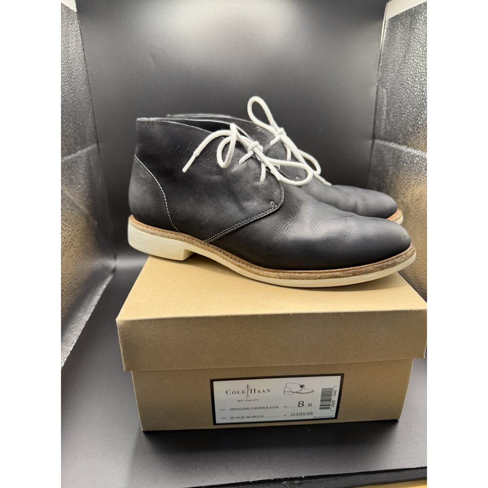 Cole Haan Brogan Chukka Eva Boots Womens Size 8 Black Nubuck